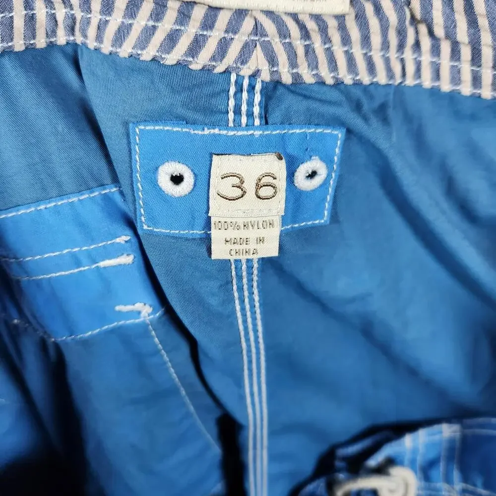 J Crew Blue Nylon Board Shorts Size 36‎ Swim Trunks
